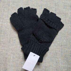 NWT West Loop Womens OS Black Knit Gloves Fingerless Fold over Acrylic